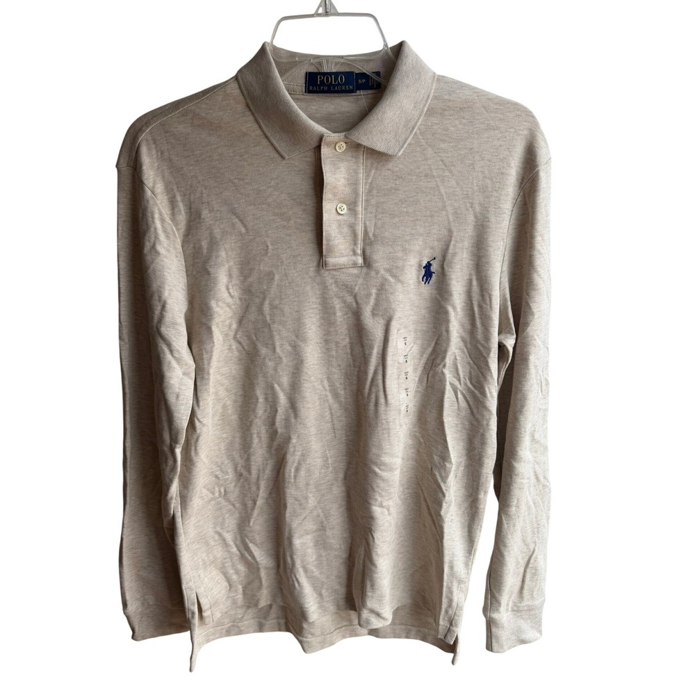 Polo Ralph Lauren NEW Men's Almond Heather Medium‎ Fit Sz Small Long Sleeve Polo